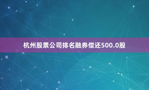杭州股票公司排名融券偿还500.0股